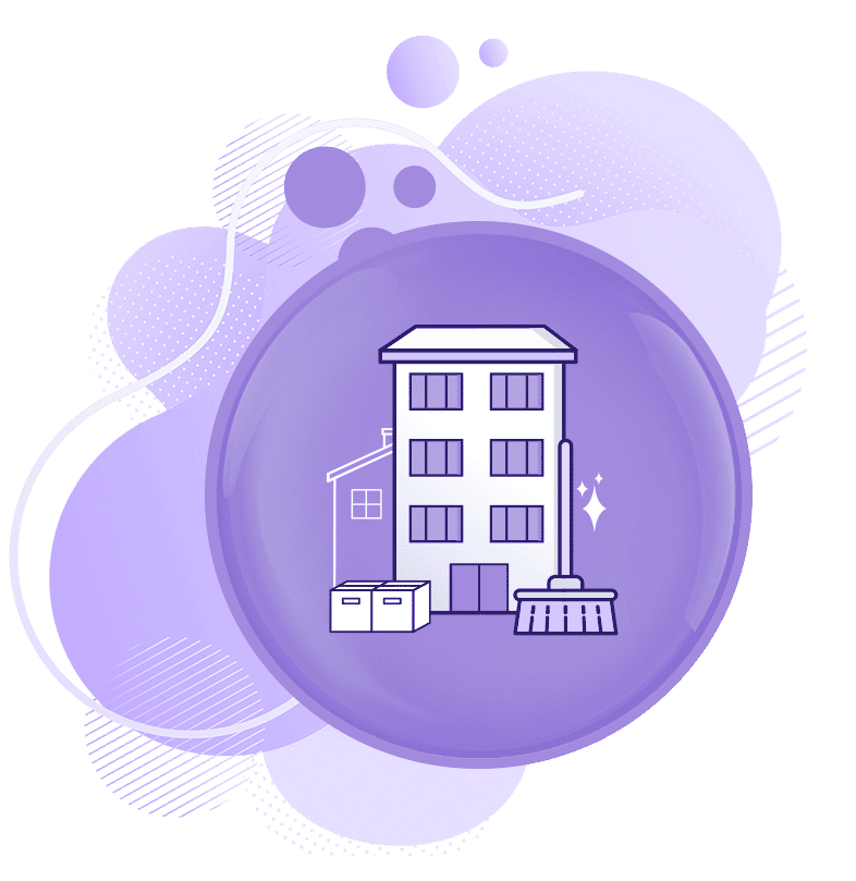 A building with junk and debris being cleared out, showcasing property cleanout and hauling services.