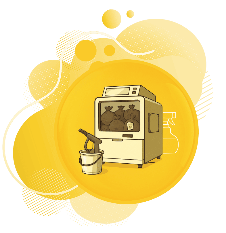 An image of a junk removal machine with bags of waste, showcasing property cleanout and hauling services.