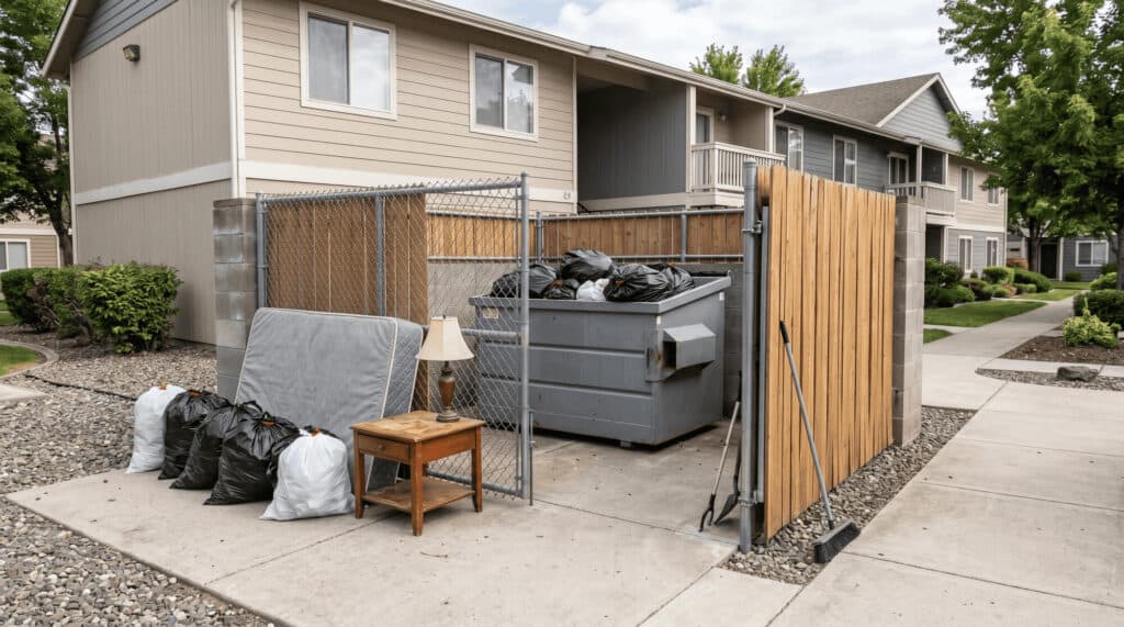 organized dumpster area cleanup multifamily property